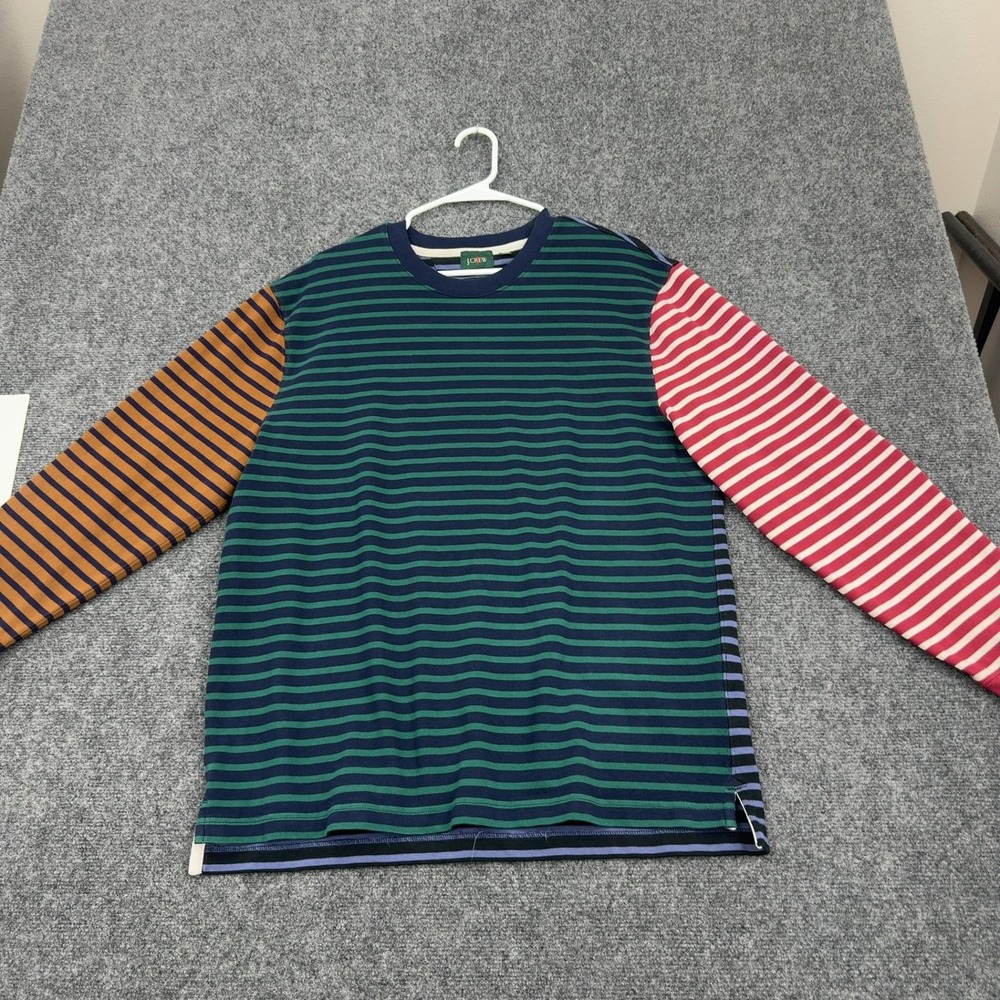 J Crew Oarsman T Shirt Mens L Multi Color Cotton Striped Colorblock Crewneck